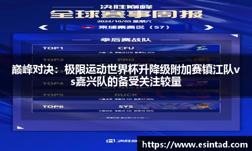 巅峰对决：极限运动世界杯升降级附加赛镇江队vs嘉兴队的备受关注较量